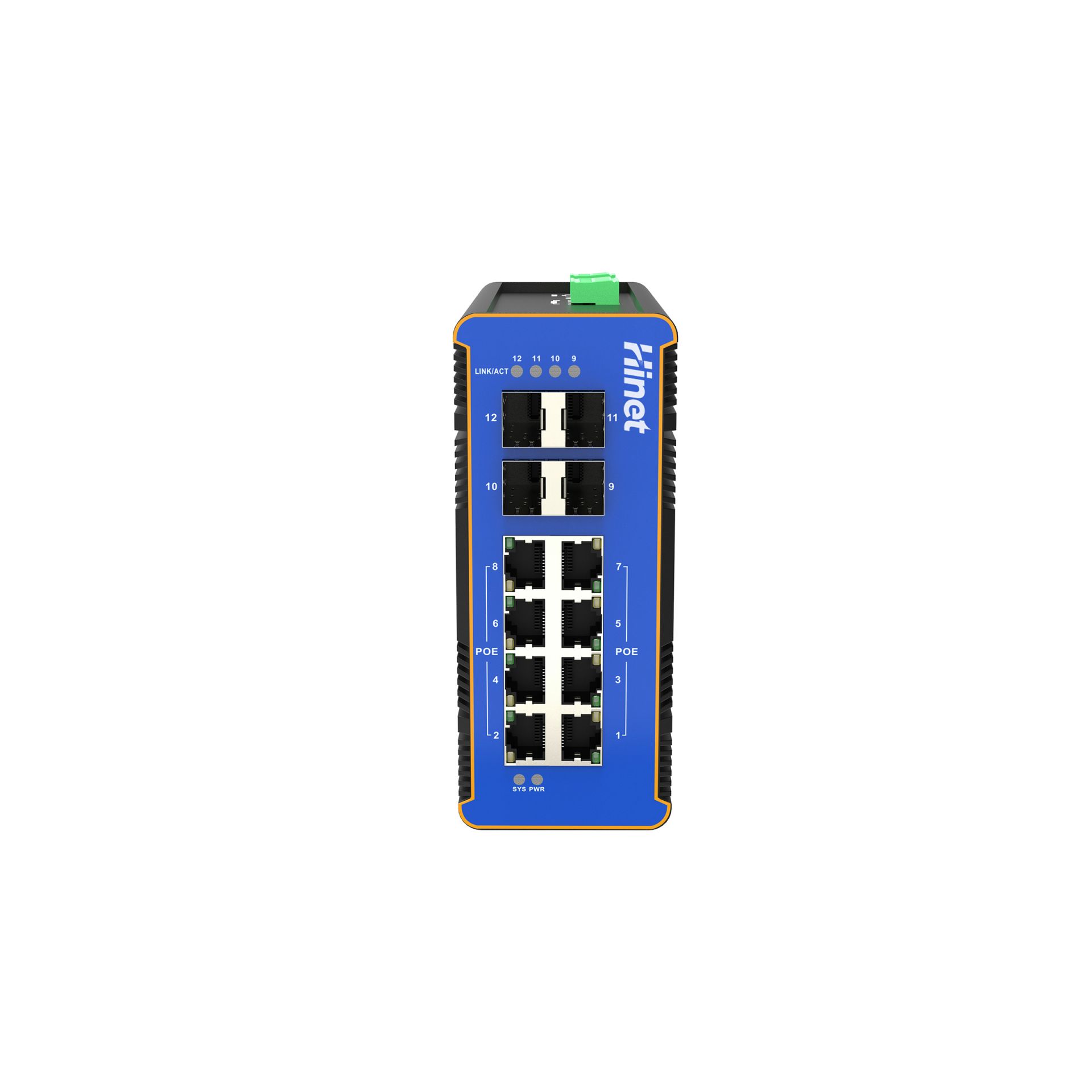 IDS5008F4-U/T 8个千兆(60W/90W) PoE端口+ 4个万兆 SFP+插槽口三层管理导轨式PoE工业交换机