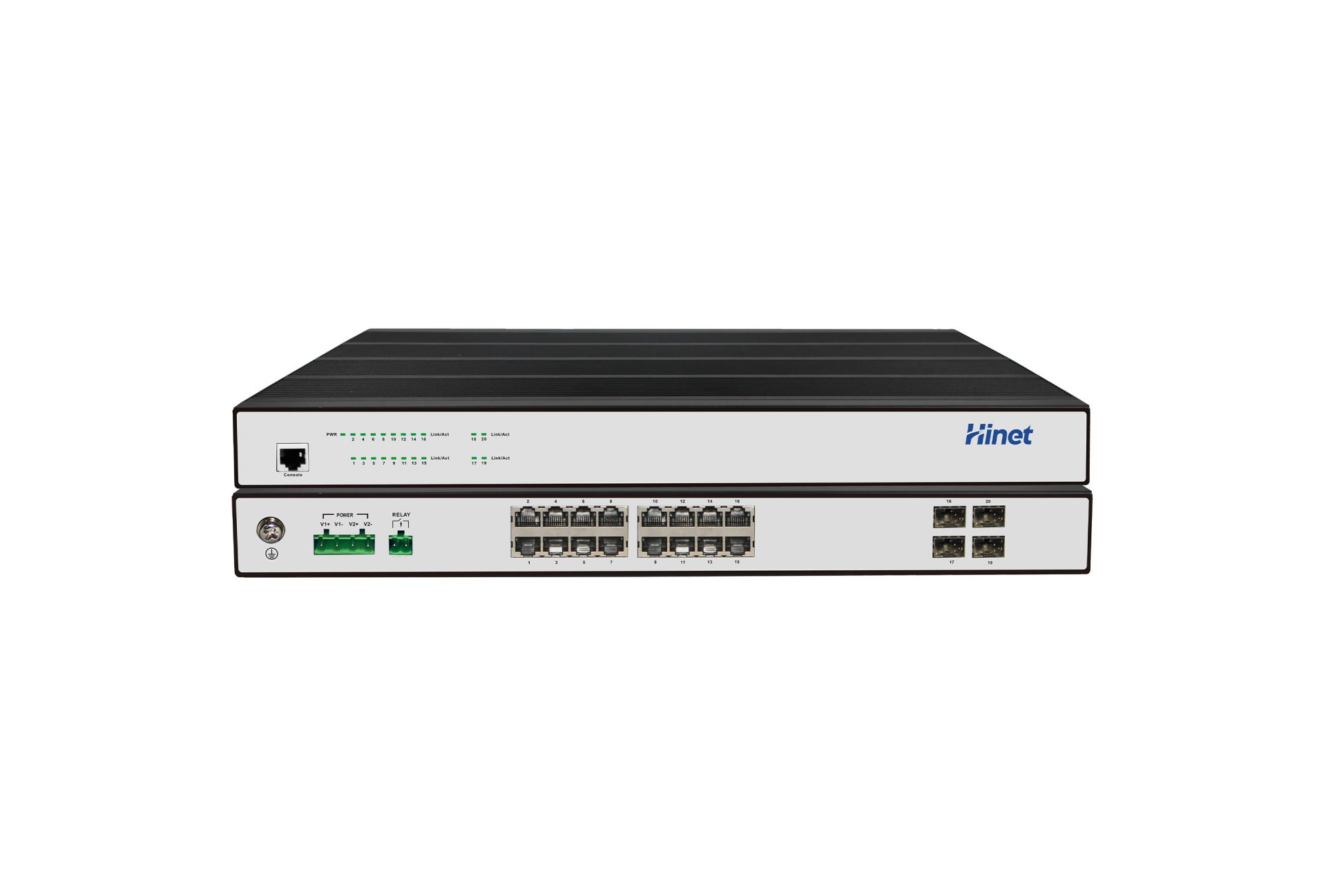 IRS2916F4R 16个千兆RJ45口+ 4个千兆 SFP插槽口二层管理型工业级机架式交换机